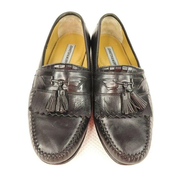 Johnston Murphy Black Kiltie Tassel Loafers Shoes Size 10 W